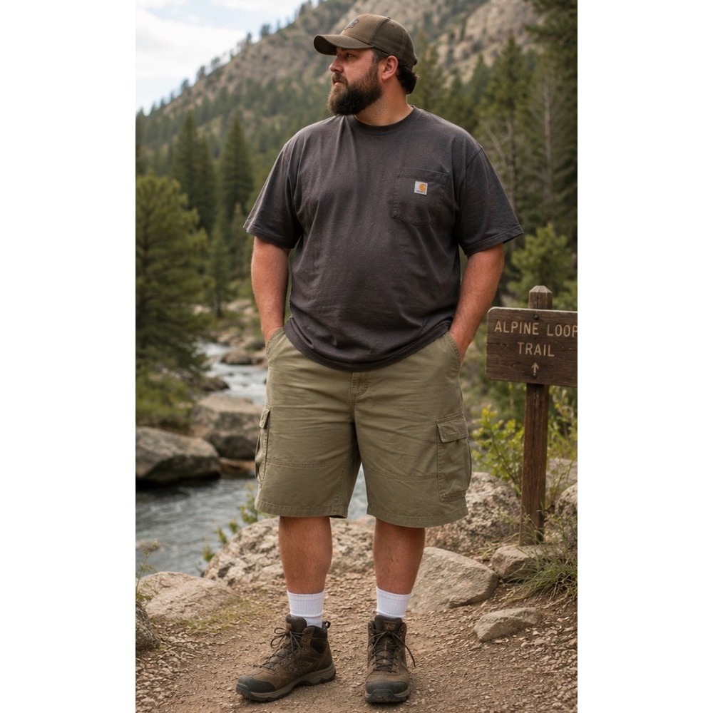 Columbia Mens XXL Khaki Cotton Cargo Shorts XM4666 Green Brown Hiking Outdoor‎